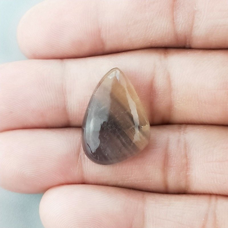 Fluorite Naturale Forma Fantasia Piatto Cabochon Liscio Fatto a Mano 22X16X6mm 4,20gm 1pz