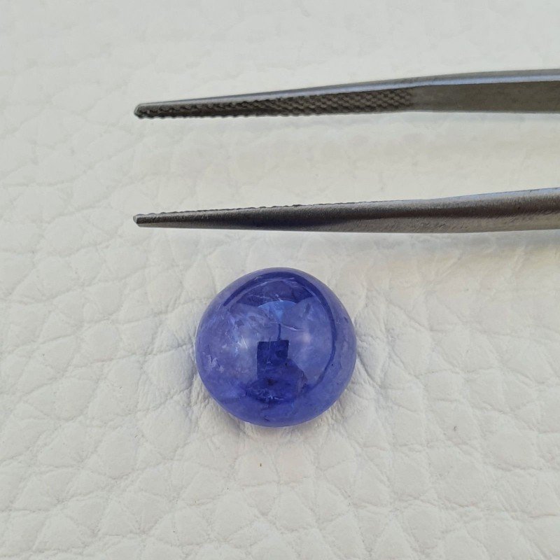 Tanzanite Naturale Forma Tondo Piatto Cabochon Liscio Fatto a Mano 10,5X10,5X06mm 6,60 Carati 1pz