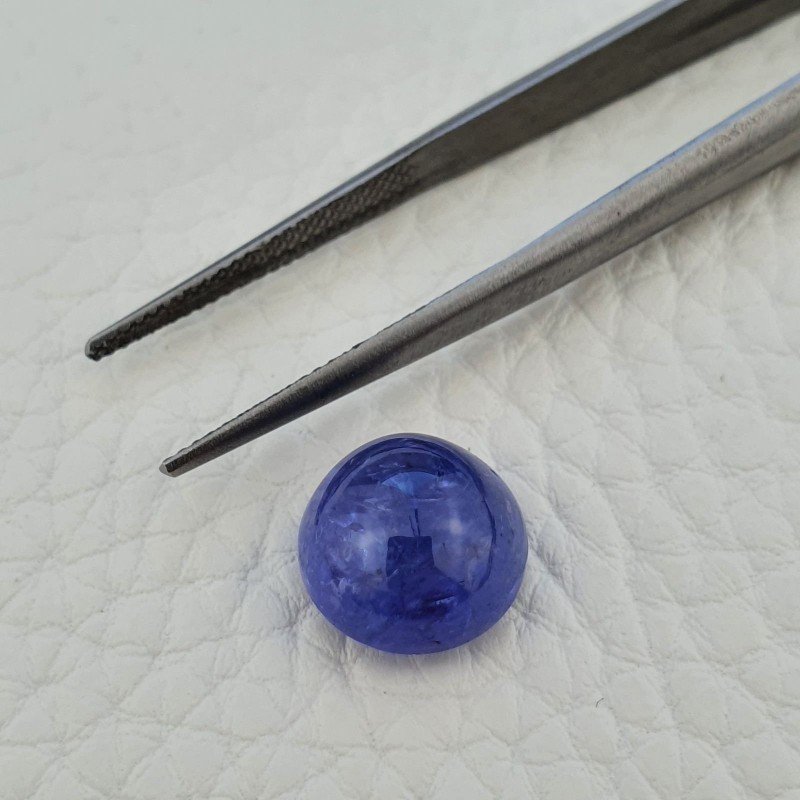 Tanzanite Naturale Forma Tondo Piatto Cabochon Liscio Fatto a Mano 10,5X10,5X06mm 6,60 Carati 1pz