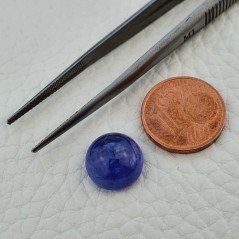 Tanzanite Naturale Forma Tondo Piatto Cabochon Liscio Fatto a Mano 10,5X10,5X06mm 6,60 Carati 1pz