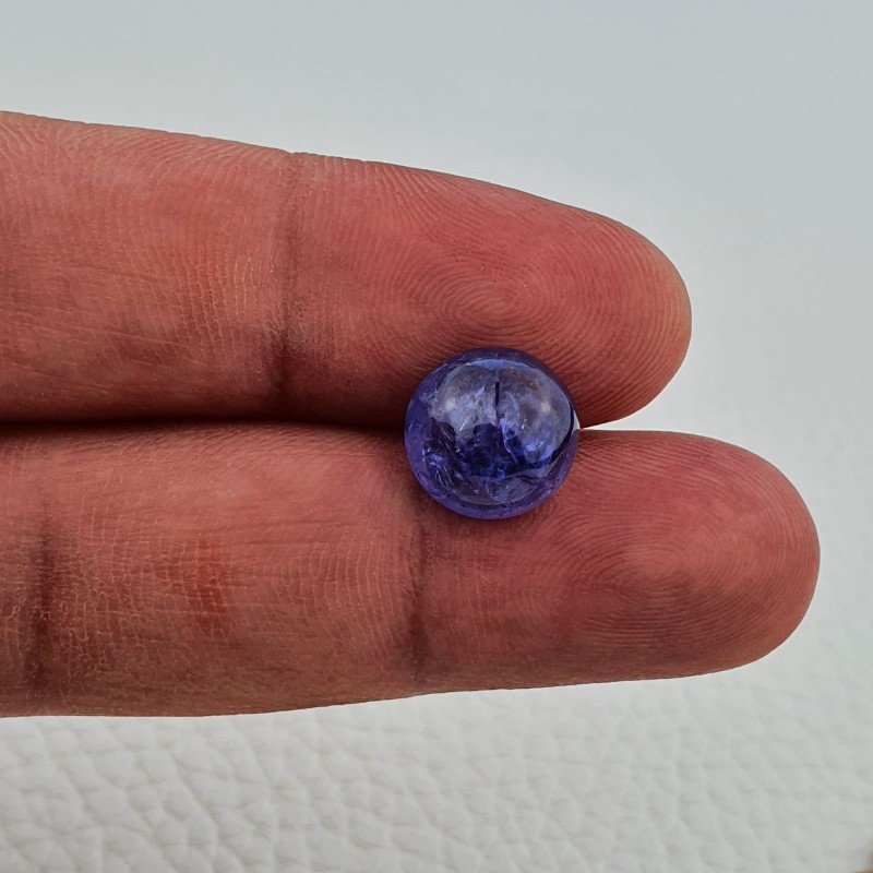 Tanzanite Naturale Forma Tondo Piatto Cabochon Liscio Fatto a Mano 10,5X10,5X06mm 6,60 Carati 1pz