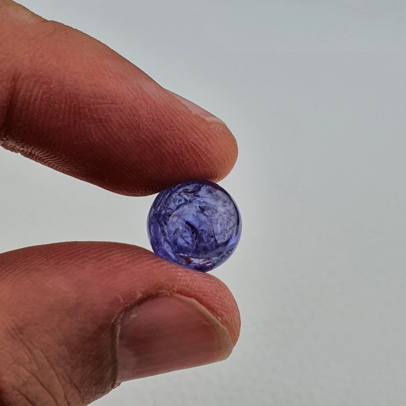 Tanzanite Naturale Forma Tondo Piatto Cabochon Liscio Fatto a Mano 10,5X10,5X06mm 6,60 Carati 1pz