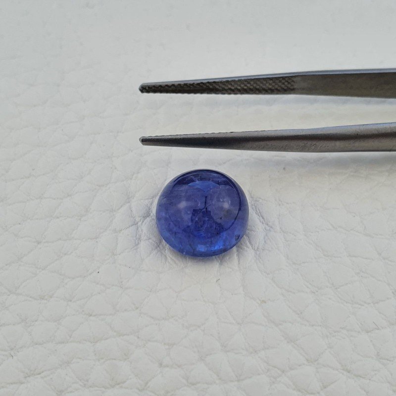 Tanzanite Naturale Forma Tondo Piatto Cabochon Liscio Fatto a Mano 11X11X07mm 7,70 Carati 1pz