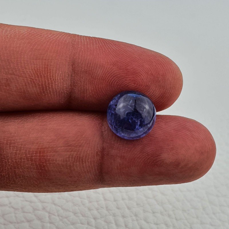 Tanzanite Naturale Forma Tondo Piatto Cabochon Liscio Fatto a Mano 11X11X07mm 7,70 Carati 1pz