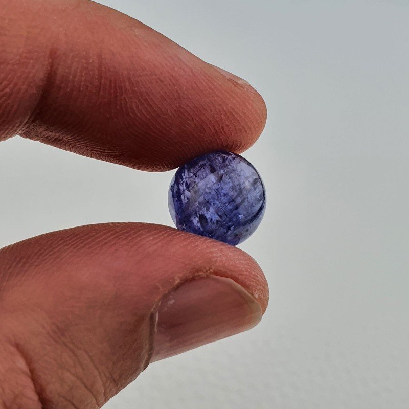Tanzanite Naturale Forma Tondo Piatto Cabochon Liscio Fatto a Mano 11X11X07mm 7,70 Carati 1pz