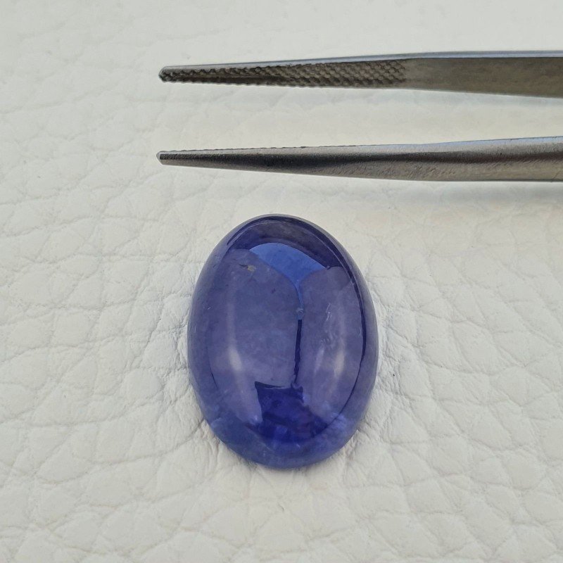 Tanzanite Naturale Forma Ovale Piatto Cabochon Liscio Fatto a Mano 19X14X6,80mm 18,70 Carati 1pz