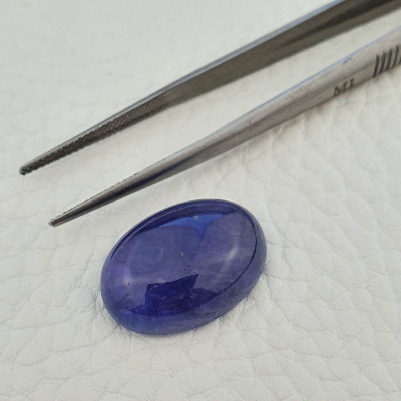 Tanzanite Naturale Forma Ovale Piatto Cabochon Liscio Fatto a Mano 19X14X6,80mm 18,70 Carati 1pz