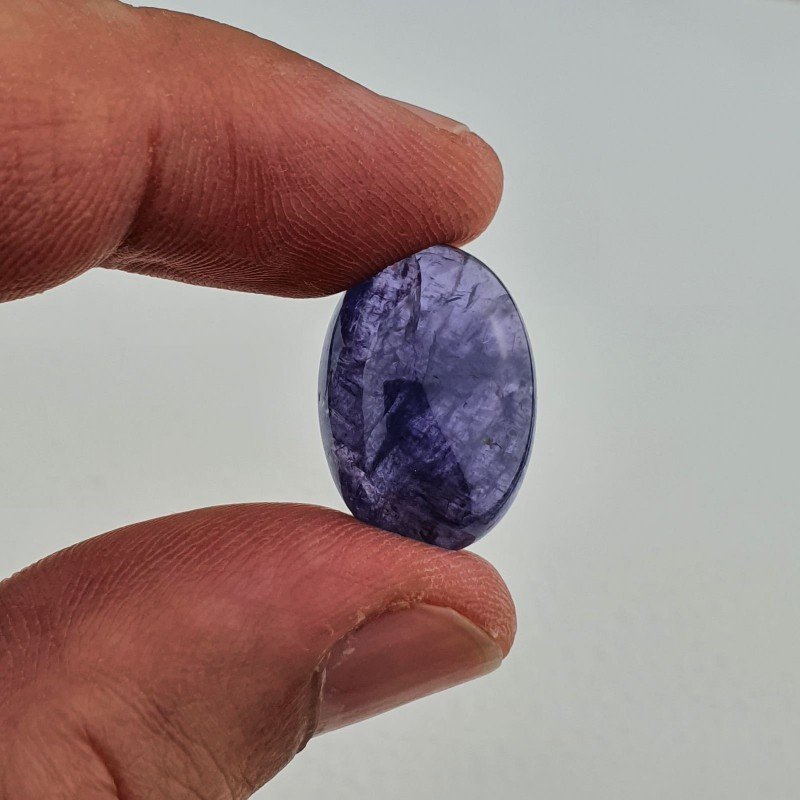 Tanzanite Naturale Forma Ovale Piatto Cabochon Liscio Fatto a Mano 19X14X6,80mm 18,70 Carati 1pz