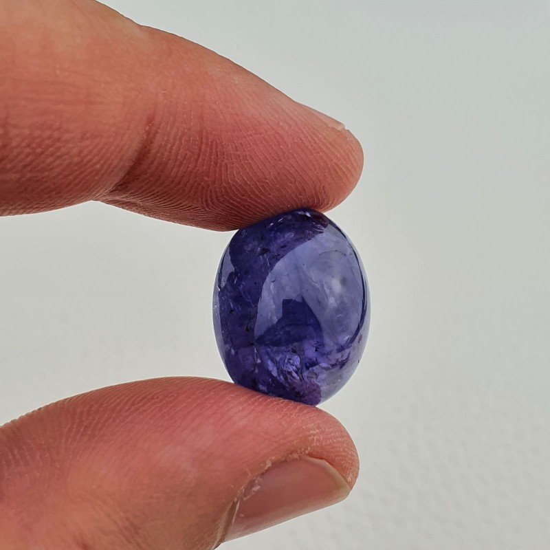 Tanzanite Naturale Forma Ovale Piatto Cabochon Liscio Fatto a Mano 18X15X10mm 24,90 Carati 1pz