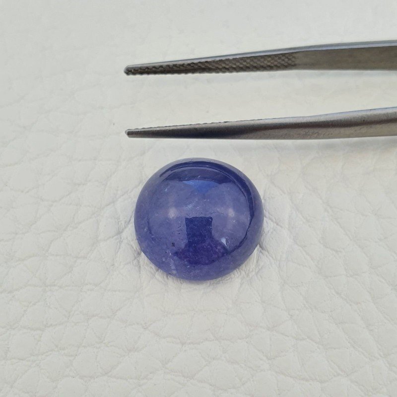 Tanzanite Naturale Forma Tondo Piatto Cabochon Liscio Fatto a Mano 14X14X07mm 13,35 Carati 1pz
