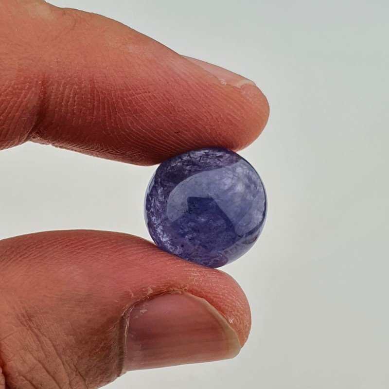 Tanzanite Naturale Forma Tondo Piatto Cabochon Liscio Fatto a Mano 14X14X07mm 13,35 Carati 1pz