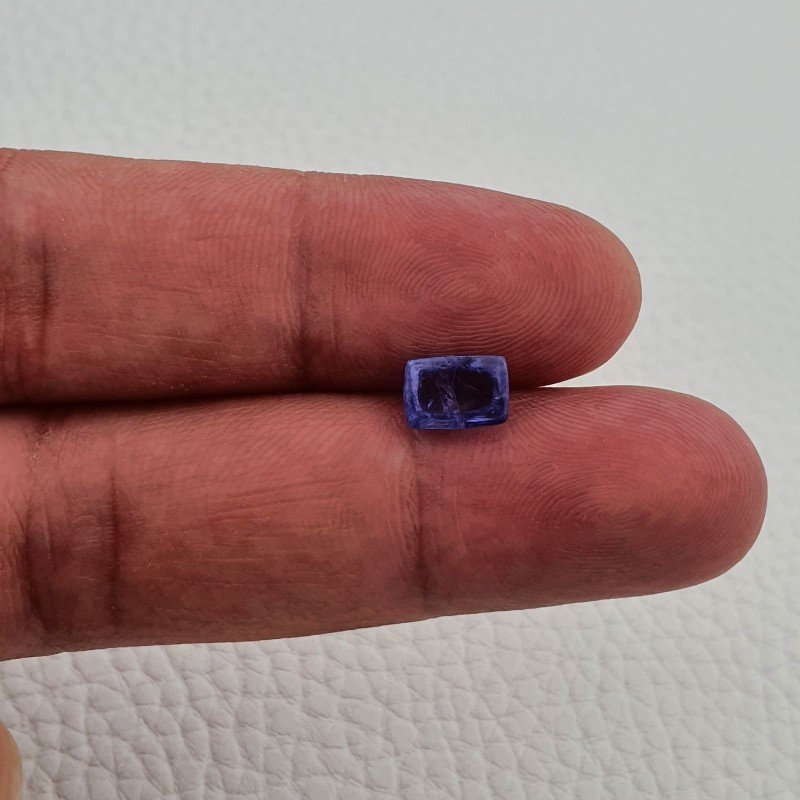 Tanzanite Naturale Forma Cuscino Piatto Cabochon Liscio Fatto a Mano 8X5X4mm 2,15 Carati 1pz