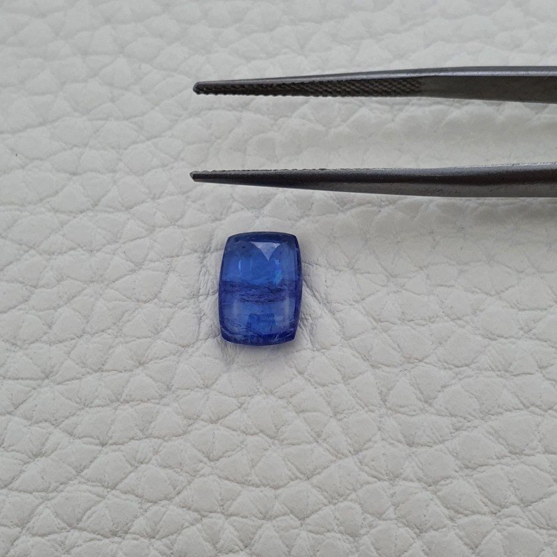 Tanzanite Naturale Forma Cuscino Piatto Cabochon Liscio Fatto a Mano 10X7X3mm 2,50Carati 1pz
