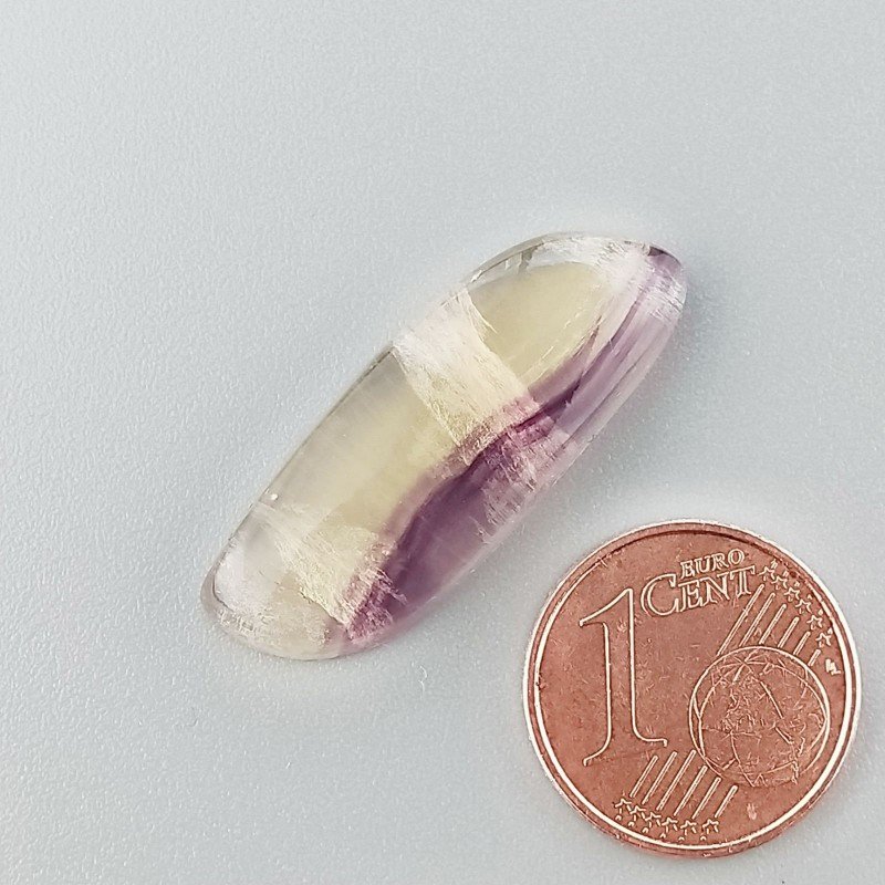Fluorite Naturale Forma Fantasia Piatto Cabochon Liscio Fatto a Mano 28X10X5mm 3,15gm 1pz