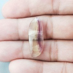 Fluorite Naturale Forma Fantasia Piatto Cabochon Liscio Fatto a Mano 28X10X5mm 3,15gm 1pz