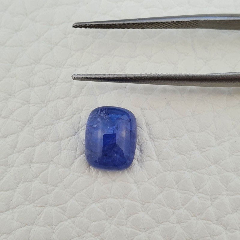 Tanzanite Naturale Forma Cuscino Piatto Cabochon Liscio Fatto a Mano 10X8X4mm 4,10 Carati 1pz