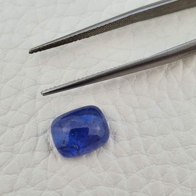 Tanzanite Naturale Forma Cuscino Piatto Cabochon Liscio Fatto a Mano 10X8X4mm 4,10 Carati 1pz