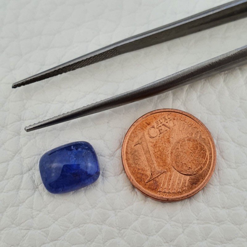 Tanzanite Naturale Forma Cuscino Piatto Cabochon Liscio Fatto a Mano 10X8X4mm 4,10 Carati 1pz
