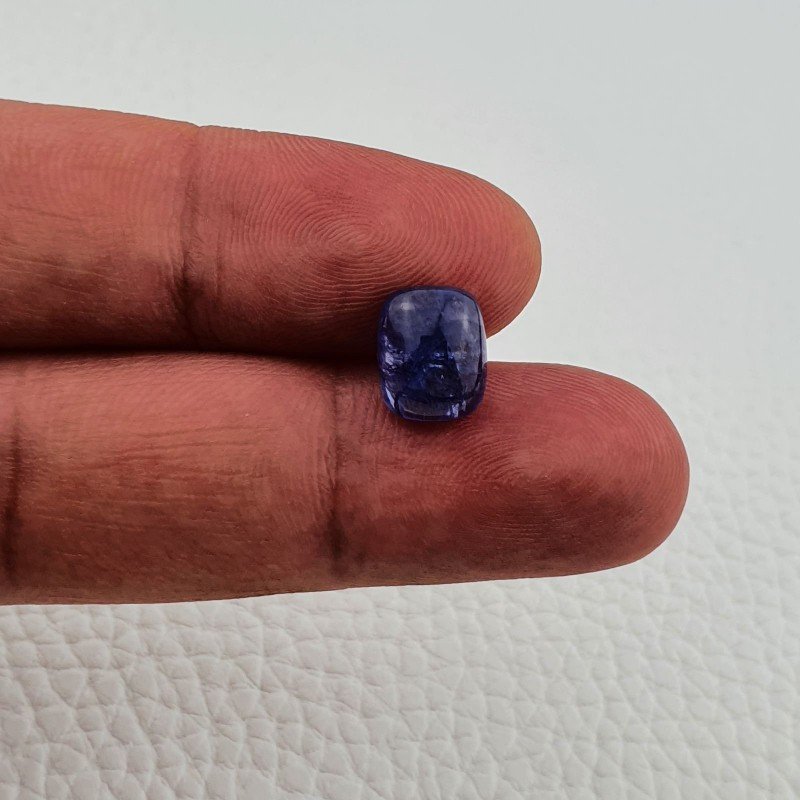 Tanzanite Naturale Forma Cuscino Piatto Cabochon Liscio Fatto a Mano 10X8X4mm 4,10 Carati 1pz