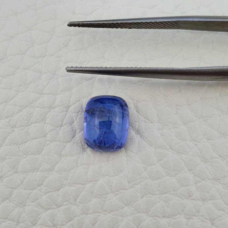 Tanzanite Naturale Forma Cuscino Piatto Cabochon Liscio Fatto a Mano 10X8X5mm 4,40 Carati 1pz