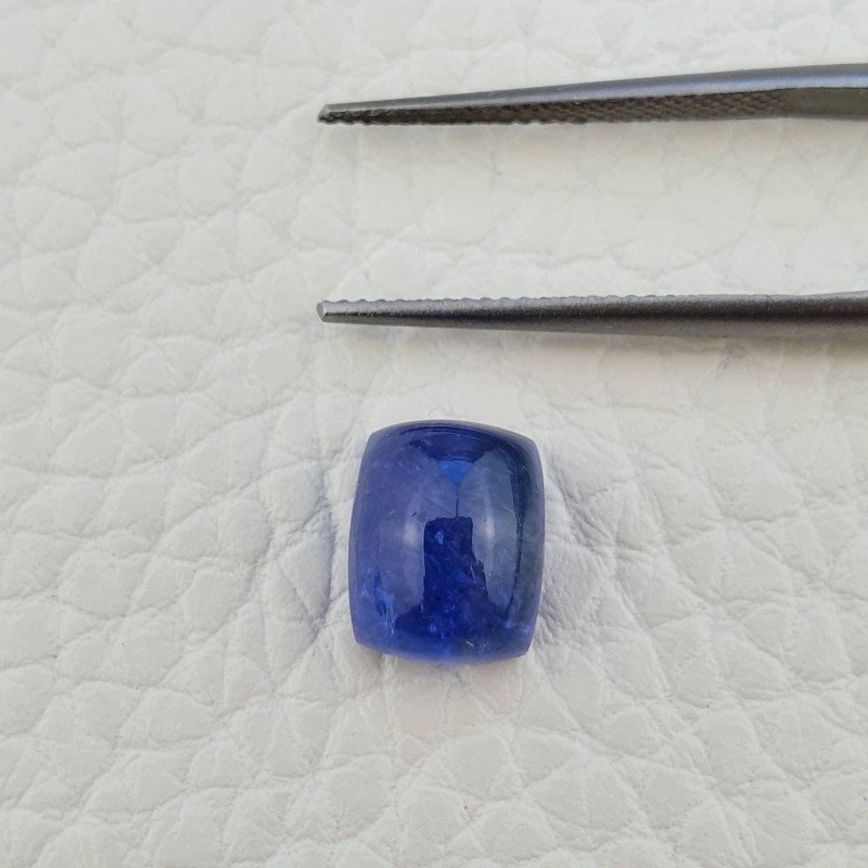 Tanzanite Naturale Forma Cuscino Piatto Cabochon Liscio Fatto a Mano 10X8X6mm 5,65 Carati 1pz