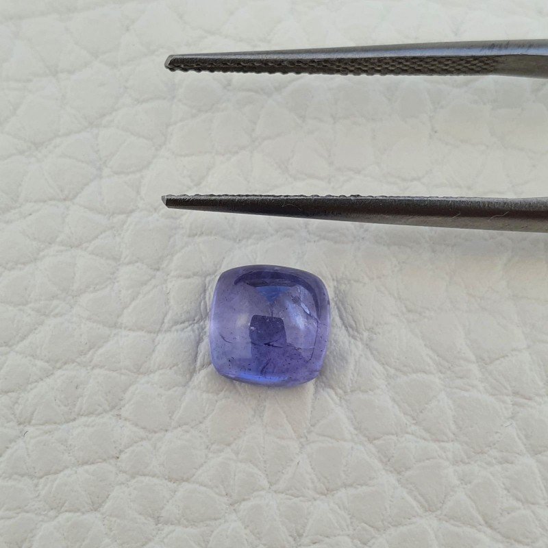Tanzanite Naturale Forma Cuscino Quadrato Piatto Cabochon Liscio Fatto a Mano 7X7X4mm 2,45 Carati 1pz