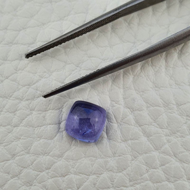 Tanzanite Naturale Forma Cuscino Quadrato Piatto Cabochon Liscio Fatto a Mano 7X7X4mm 2,45 Carati 1pz