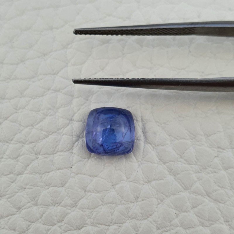 Tanzanite Naturale Forma Cuscino Quadrato Piatto Cabochon Liscio Fatto a Mano 8X8X4mm 2,85 Carati 1pz