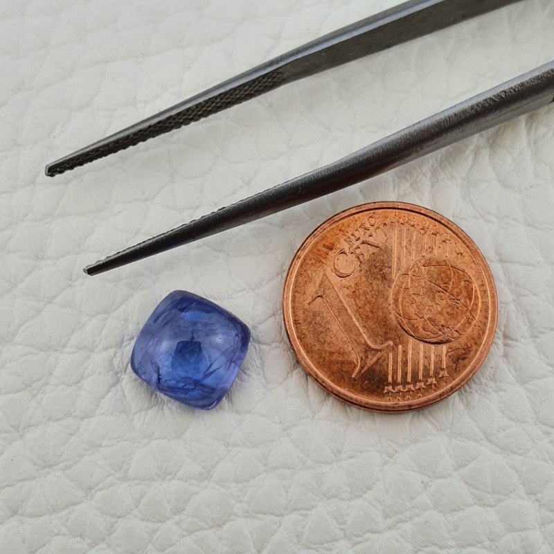Tanzanite Naturale Forma Cuscino Quadrato Piatto Cabochon Liscio Fatto a Mano 8X8X4mm 2,85 Carati 1pz
