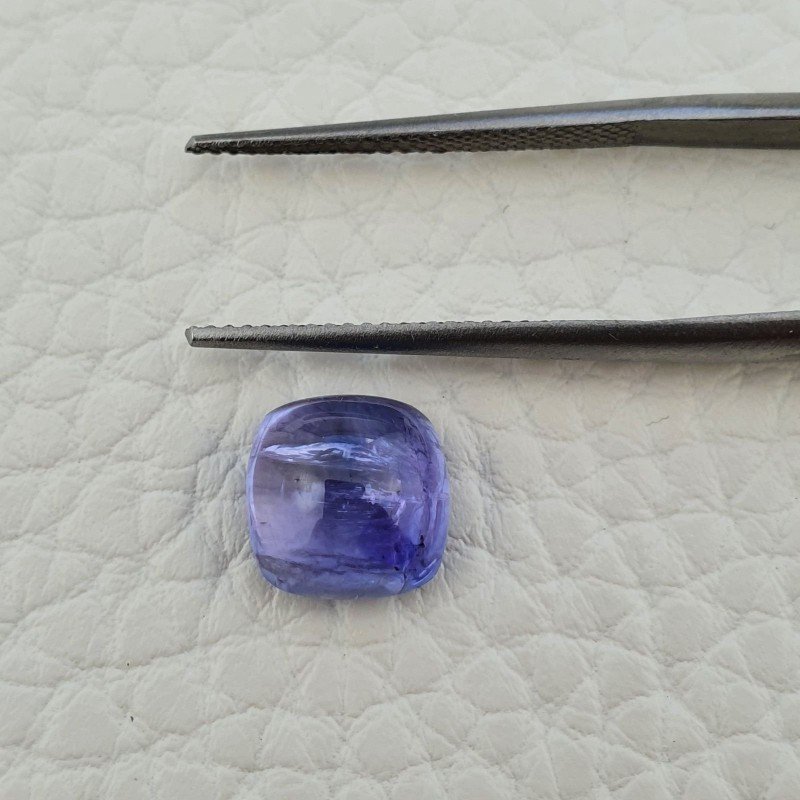 Tanzanite Naturale Forma Cuscino Quadrato Piatto Cabochon Liscio Fatto a Mano 9X8X5mm 3,95 Carati 1pz