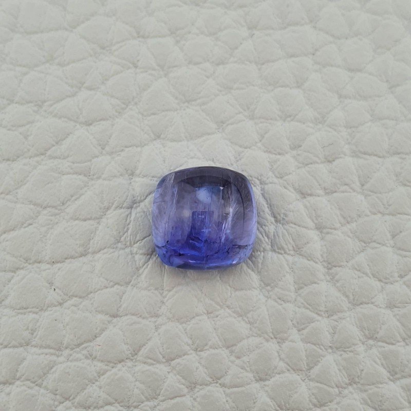 Tanzanite Naturale Forma Cuscino Quadrato Piatto Cabochon Liscio Fatto a Mano 9X8X5mm 3,95 Carati 1pz