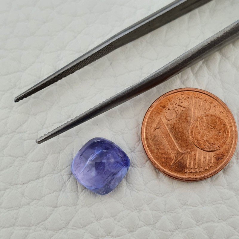 Tanzanite Naturale Forma Cuscino Quadrato Piatto Cabochon Liscio Fatto a Mano 9X8X5mm 3,95 Carati 1pz