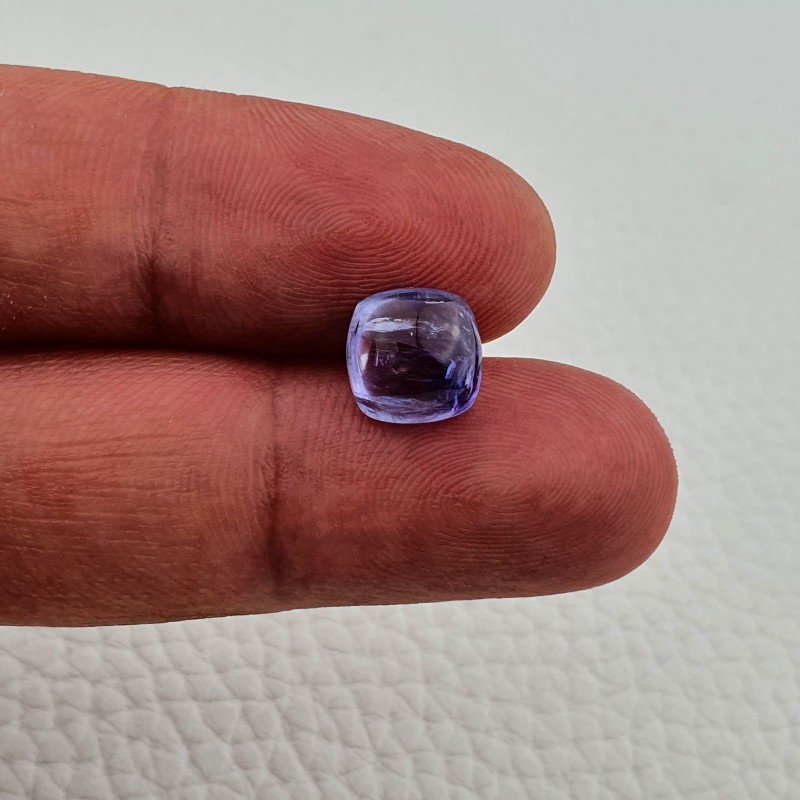 Tanzanite Naturale Forma Cuscino Quadrato Piatto Cabochon Liscio Fatto a Mano 9X8X5mm 3,95 Carati 1pz