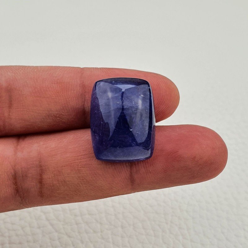 Tanzanite Naturale Forma Cuscino Piatto Cabochon Liscio Fatto a Mano 22X17X13mm 52,15 Carati 1pz