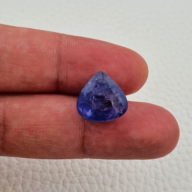 Tanzanite Naturale Forma Cuore Piatto Cabochon Liscio Fatto a Mano 14X14X09mm 14,20 Carati 1pz