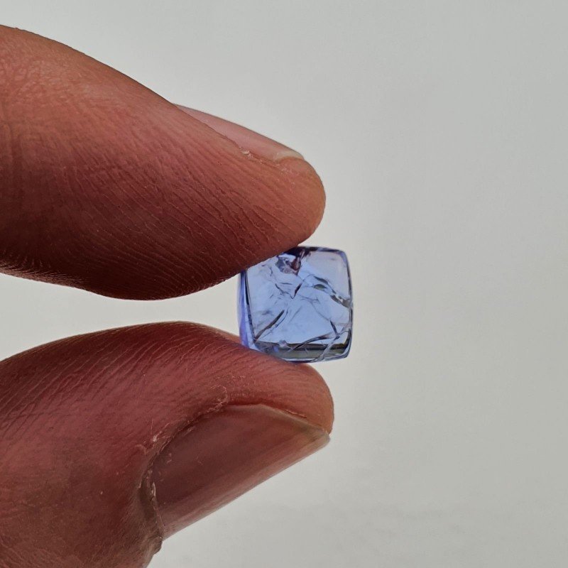 Tanzanite Naturale Forma Cuscino Quadrato Piatto Cabochon Liscio Fatto a Mano 8X8X4mm 3,10 Carati 1pz