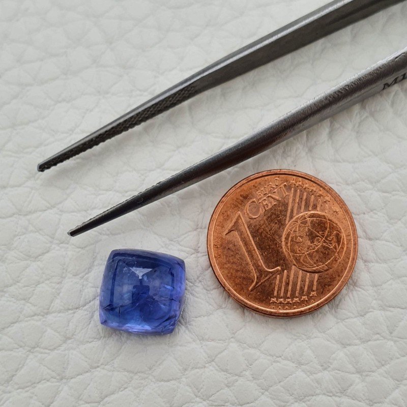 Tanzanite Naturale Forma Cuscino Quadrato Piatto Cabochon Liscio Fatto a Mano 9X9X5mm 4,75 Carati 1pz