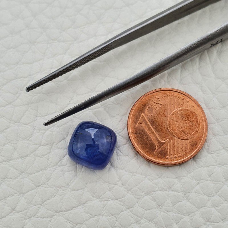 Tanzanite Naturale Forma Cuscino Quadrato Piatto Cabochon Liscio Fatto a Mano 9X9X5mm 5,20 Carati 1pz