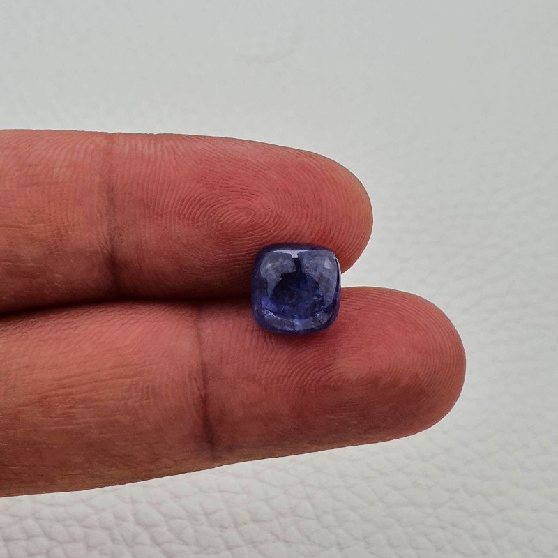 Tanzanite Naturale Forma Cuscino Quadrato Piatto Cabochon Liscio Fatto a Mano 9X9X5mm 5,20 Carati 1pz