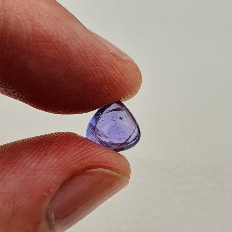 Tanzanite Naturale Forma Cuore Piatto Cabochon Liscio Fatto a Mano 8X7X4mm 2,30 Carati 1pz