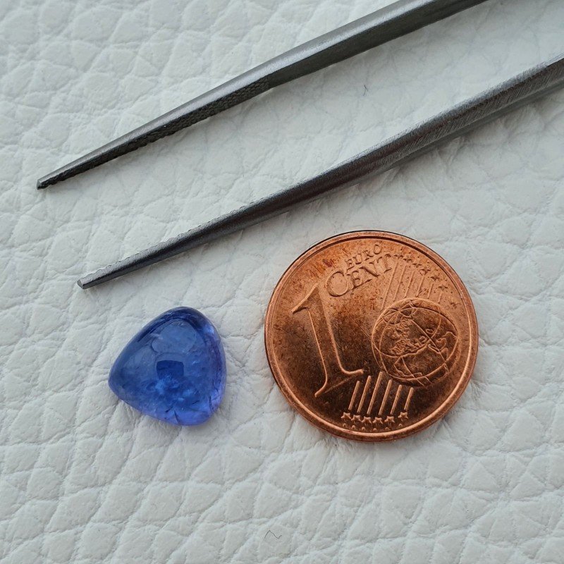Tanzanite Naturale Forma Cuore Piatto Cabochon Liscio Fatto a Mano 9X9X5mm 3,40 Carati 1pz