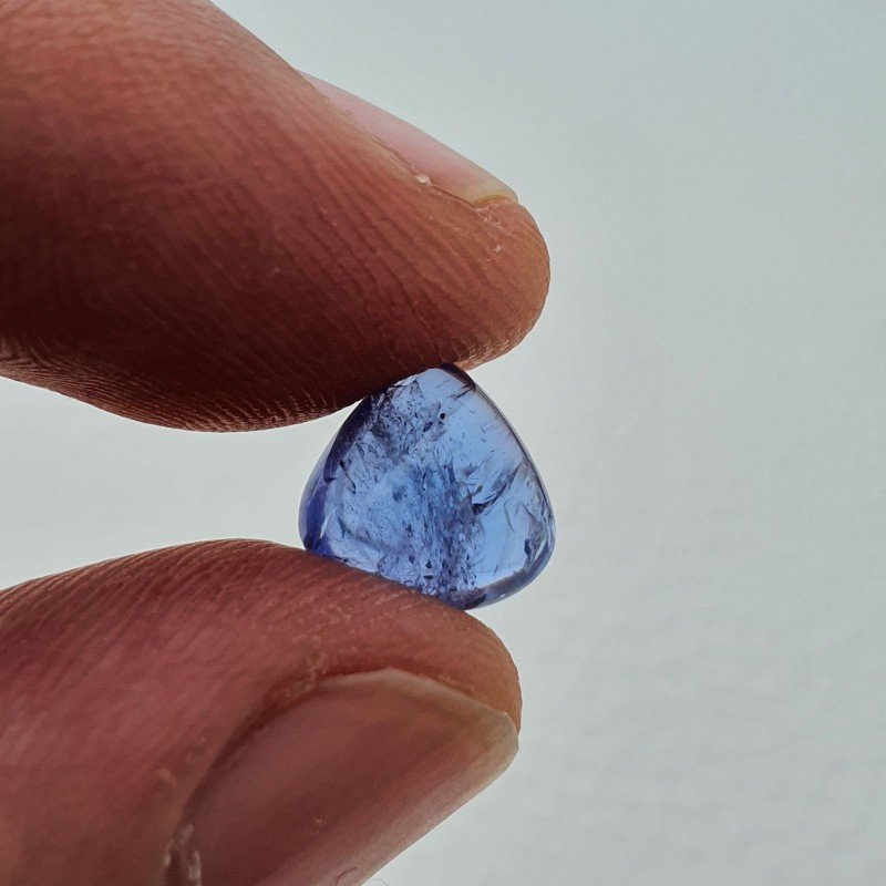 Tanzanite Naturale Forma Cuore Piatto Cabochon Liscio Fatto a Mano 9X9X5mm 3,40 Carati 1pz