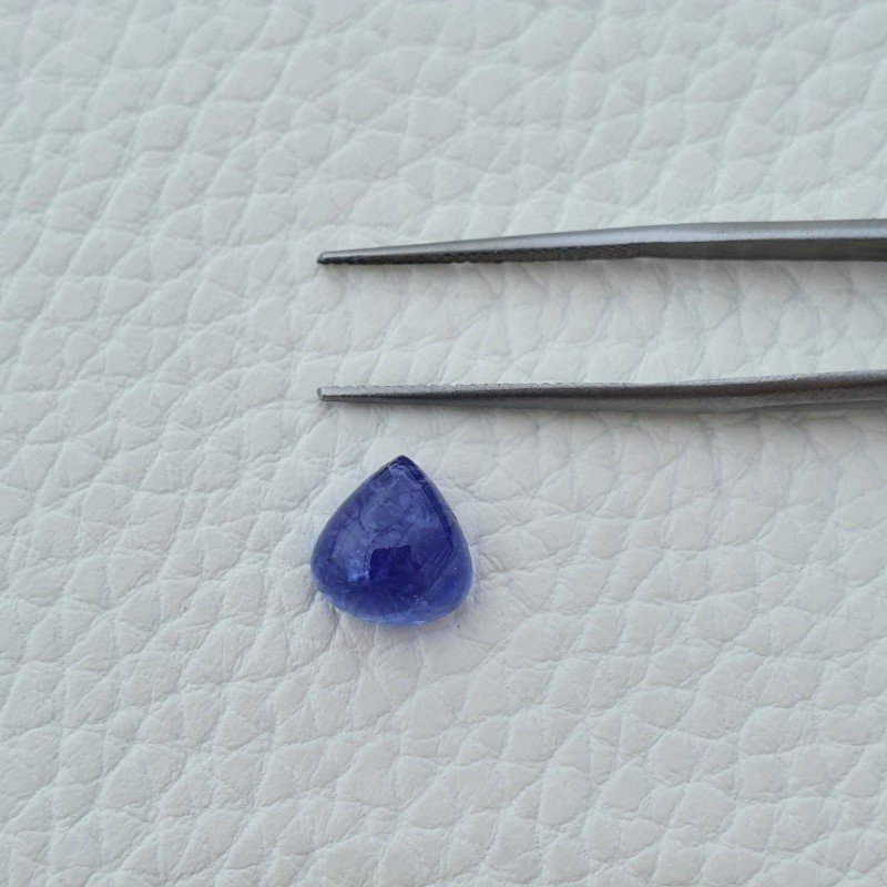 Tanzanite Naturale Forma Cuore Piatto Cabochon Liscio Fatto a Mano 10X9X6mm 5,80 Carati 1pz