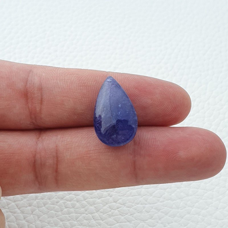 Tanzanite Naturale Forma Goccia Piatto Cabochon Liscio Fatto a Mano 21X13X9mm 20,90 Carati 1pz