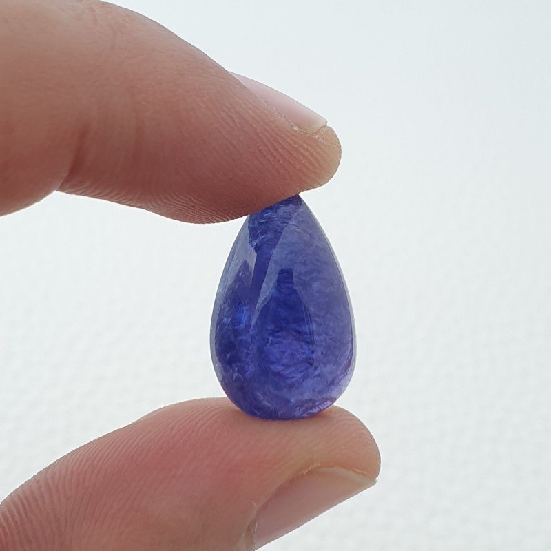 Tanzanite Naturale Forma Goccia Piatto Cabochon Liscio Fatto a Mano 21X13X9mm 20,90 Carati 1pz