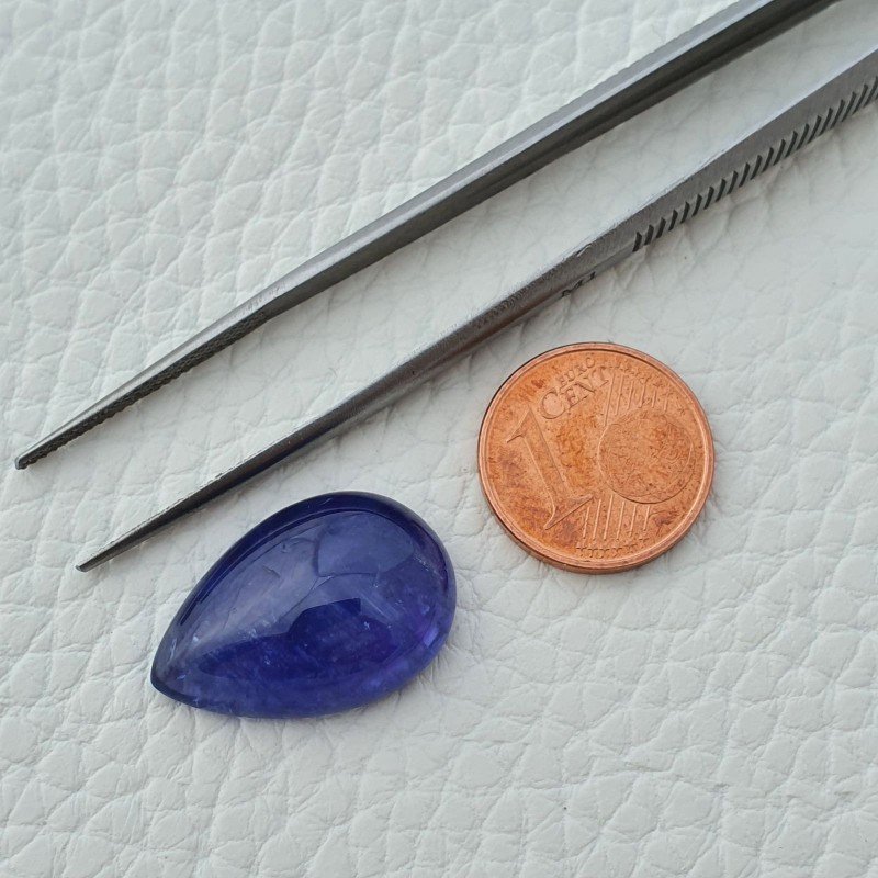 Tanzanite Naturale Forma Goccia Piatto Cabochon Liscio Fatto a Mano 21X14X07mm 18,50 Carati 1pz