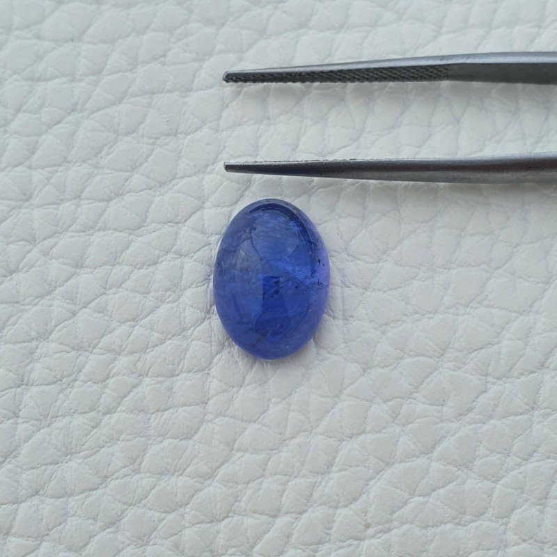 Tanzanite Naturale Forma Ovale Piatto Cabochon Liscio Fatto a Mano 10X7X4mm 3,35 Carati 1pz
