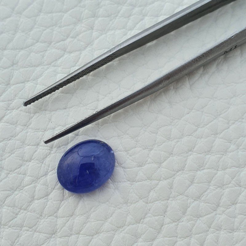 Tanzanite Naturale Forma Ovale Piatto Cabochon Liscio Fatto a Mano 10X7X4mm 3,35 Carati 1pz