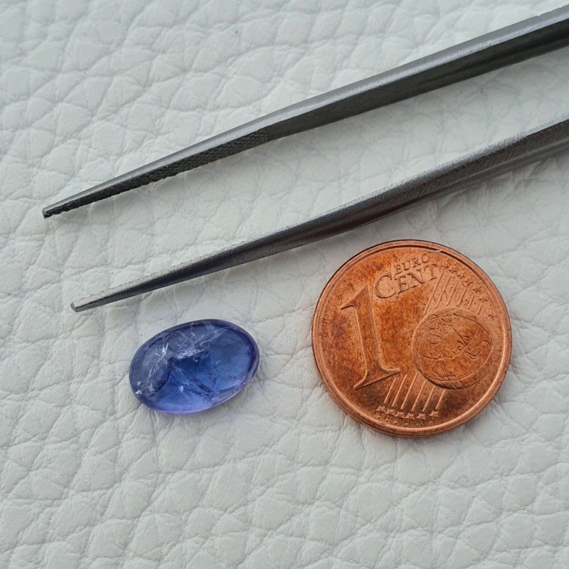 Tanzanite Naturale Forma Ovale Piatto Cabochon Liscio Fatto a Mano 10X7X4mm 3,35 Carati 1pz