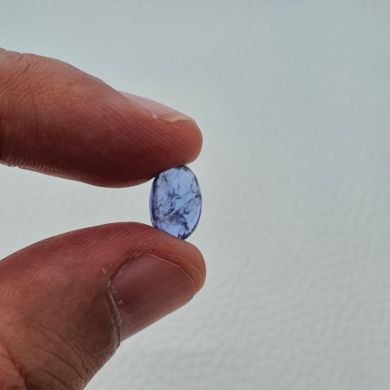 Tanzanite Naturale Forma Ovale Piatto Cabochon Liscio Fatto a Mano 10X7X4mm 3,35 Carati 1pz